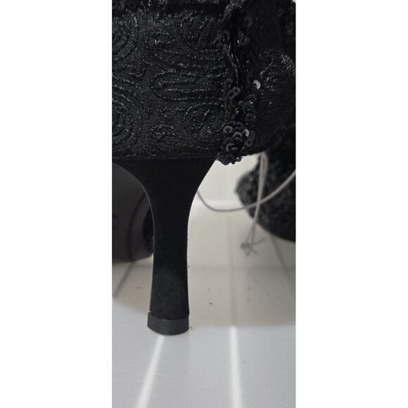 A New Day Abba Black Sequin Covered Foldover Knee High Evening Boots - Picture 6 of 9